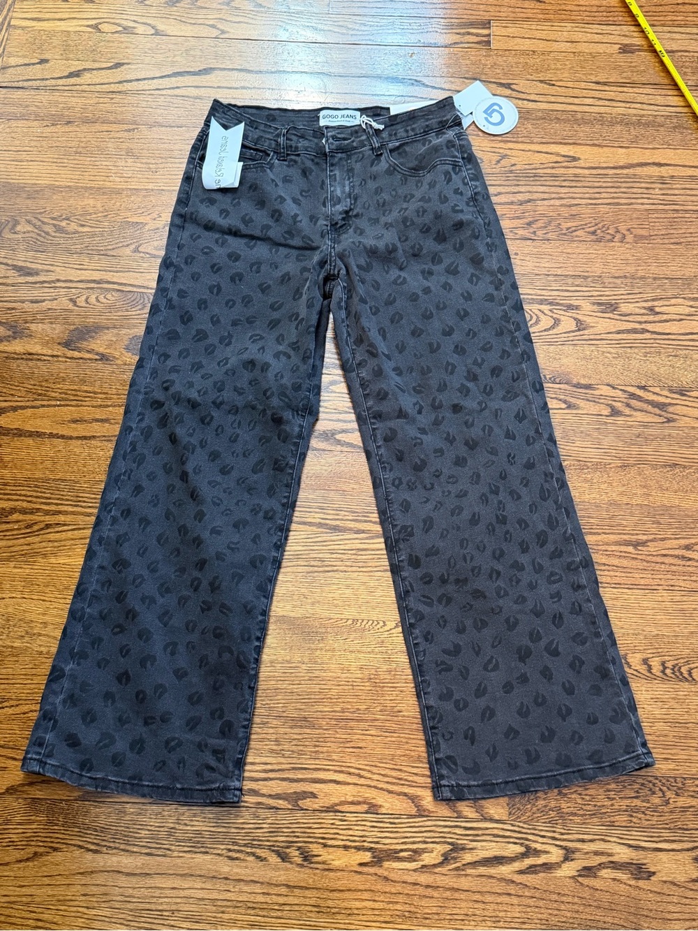 Society Black Leopard-Print Wide Leg Jeans